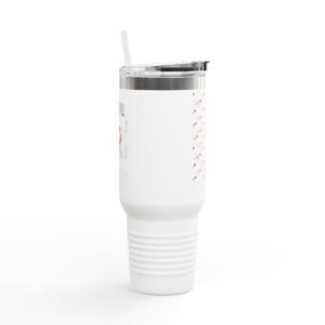 40oz insulated travel mug flower fall pattern, straw lid